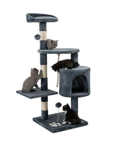 lionto Tiragraffi per Gatto Albero Tiragraffi Gatto Gioco Giocattolo Gatti Altezza 112 cm, Grigio