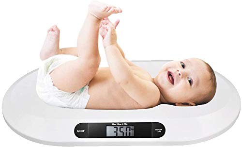 BAKAJI Bilancia Elettronica Pesa Bambini Neonati Con Display Digitale LCD Bilancia Pesa Neonato 20 Kg/44 Spegnimento Automatico e Tara Colore Bianco