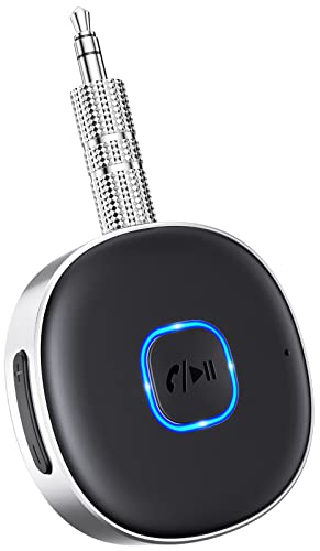 Mohard Ricevitore Bluetooth 5.3, Mini Aux Bluetooth Auto per Stereo/Cuffie Cablate/Altoparlante, Adattatore Bluetooth Auto Jack 3.5 mm, Chiamate in Vivavoce, 16 Ore di Riproduzione, Connessione Doppia