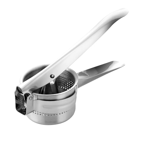 Wenrescry Schiacciapatate Manuale in Acciaio Inox Ergonomico, per Patate, Verdure, Frutta e Limoni, Facile da Usare e Pulire, Ideale per Cucina Professionale e Domestica