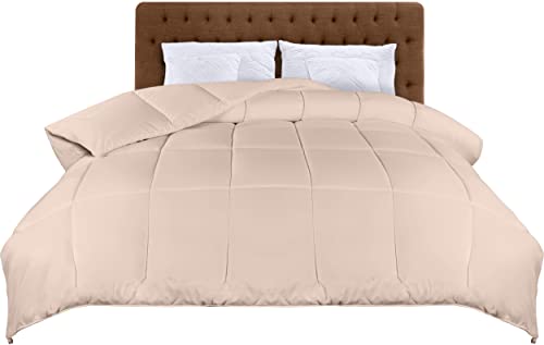 Utopia Bedding Piumino 220 x 240 cm, Piumone Leggero per Letto Matrimoniale, 100% Imbottitura in Fibra Cava, Trapunta in Microfibra per Tutte le Stagioni (Beige)