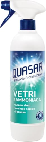 Quasar - Vetri con Ammoniaca - Senza Aloni, Asciuga Rapido, Sgrassa - 680 ml