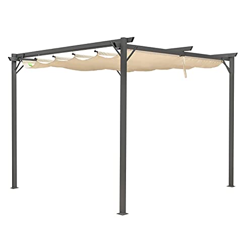 Hortan Gazebo Pergola 3 x 4 Metri Con Telo Impermeabile Richiudibile E Struttura Rettangolare In Acciaio Inossidabile Ad Alta Densità, Per Arredo Giardino, Terrazzo e Attività Commerciale