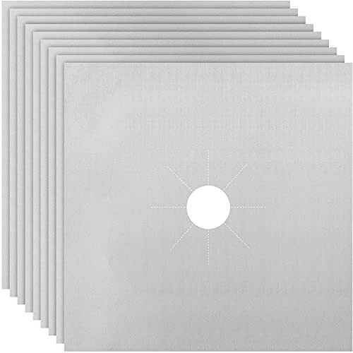 Proteggi Fornelli Cucina, 8 PCS Protezioni per Piani Cottura Gamma Fornelli a Gas, Protezioni per Piano Cottura Bruciatori Coperchi Fodera per Tappetino Pulito, Antiaderente Facile da Pulire(27x27cm)