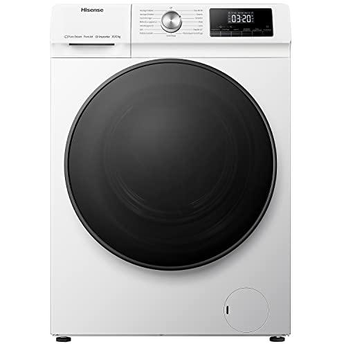 Hisense WDQA1014EVJM Lavasciuga Da 10 Più 6 Kg, 1400 Rpm, 15 Programmi Automatici, Vapore, Motore Inverter, Classe Efficienza Energetica D, Display Led, Programma Rapido, Grigio