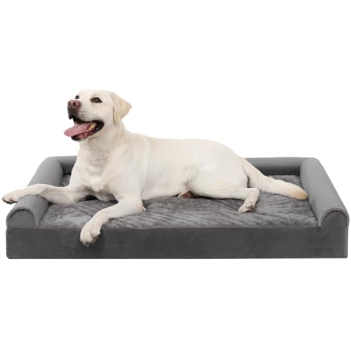 KSIIA Cuccia Cane Interno Taglia Grande 105x70x18cm Cuccia per Cani da Interno, Letto per Cani, Divano per Cani Sfoderabile e Lavabile, XL Grigio