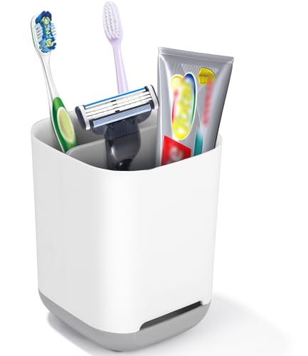 Toaren Porta Spazzolino Dentifricio,Porta Spazzolini Bagno in Plastica,Portaspazzolino per bagno,Organizer Portaspazzolino Elettrico Bagno,3 Scomparti,Smontabile,Portaspazzolino con Fondo Antiscivolo