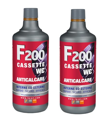 FAREN - Disincrostante Anticalcare F200, Elimina Incrostazioni di Calcare dalle cassette di scarico, Sicuro su Plastiche e Gomme, Efficiente ed Economico, 1L (2)