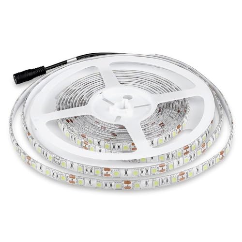 V-TAC Striscia Led da Esterno IP65 Impermeabile 11W - 5 Metri di Lunghezza - SMD 5050 Alta Luminosità - Luce 6500K Bianco Freddo - - Strisce Led - Strip Adesiva e Copertura in Silicone - 12 Volt