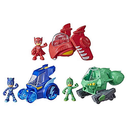 PJ Masks, Combiner Jet 3-in-1, Bambine in età prescolare, Set Giocattolo Super pigiamini con 3 Veicoli e 3 Action Figure, dai 3 Anni in su, Multicolore, 5010993920747