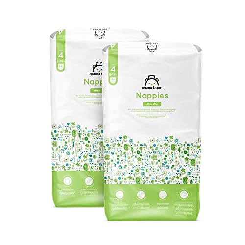 Marchio Amazon - Mama Bear - Pannolini ultra asciutto - Taglia 4 (8-14 kg) - Con canali d'areazione, Bianco, 168 Unità (2 confezioni da 84) - Nuova versione