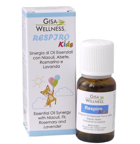 GISA WELLNESS - RESPIRO KIDS - Sinergia di Oli Essenziali Balsamici per Bambini - 15ml - Diffusione Ambientale - Aromaterapia - Compatibile con Polipini Gisa Wellness - Made in Italy