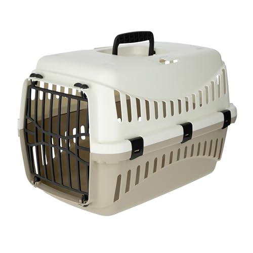 Kerbl 81346 Transport Box Expedion - Trasportino rigido per animali, Plastica, Colore Panna/Tortora, 45 x 30 x 30 cm