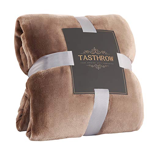 TASTHROW Coperta Vellutata in Pile, Morbida Coperta Plaid Divano Coperta Per Letto in Microfibra per Divano, Letto, Viaggi (Caffè leggero, 130x180cm)