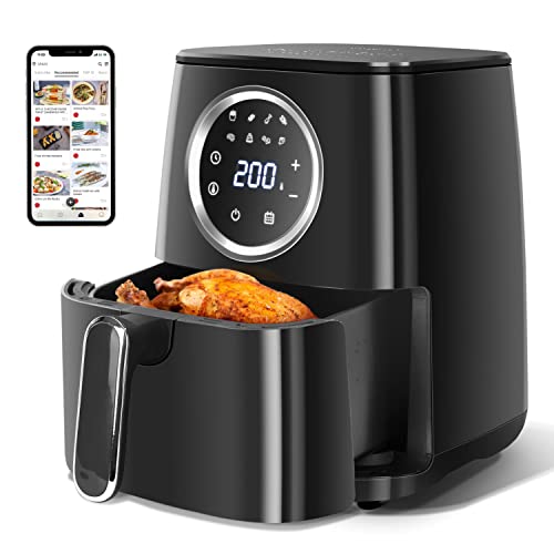 Aigostar Odin - Friggitrice ad Aria, 8-in-1 Ricettario, Friggitrice Senza Olio da 1400W, 4.2L, Touch Screen LED, Slot Raccogli Cavo, Senza BPA, Cestino Antiaderente Rimovibile, Nero