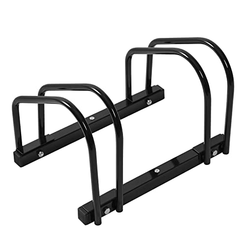 WOLTU Rastrelliera per Biciclette a 2 Posti Portabici Per Montaggio a Terra e a Muro Supporto Per Biciclette in Metallo Nero FZ1132sz01