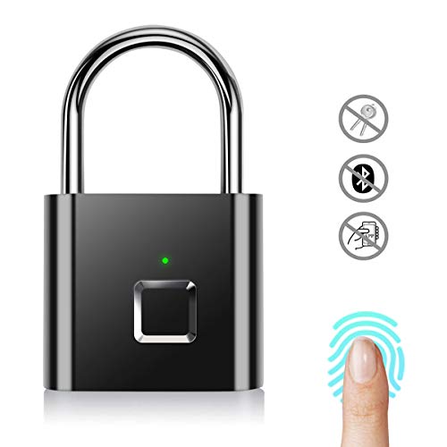 AICase Lucchetto con impronta digitale, serratura ricaricabile USB di sicurezza Keyless di sicurezza impermeabile IP67 per uso interno ed esterno