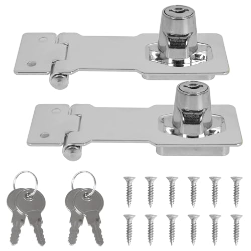 SCLLNDA 2 pezzi Lucchetti per Armadi,Cassetto Armadio Serrature Hasp,Serratura Acciaio Inossidabile,Argentato di Sicurezza Serratura per Armadietti Cassetti Scatole Con Chiave E Viti,80mm