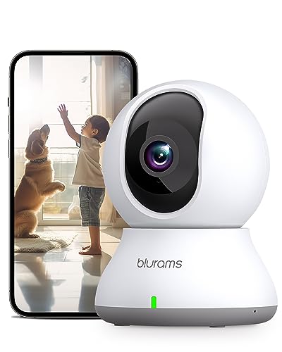 blurams Telecamera Wi-Fi Interno,2K Videocamera Sorveglianza,Rotazione a 360°,Visione Notturna, Tracciamento del Movimento,Audio Bidirezionale Compatibile con Alexa