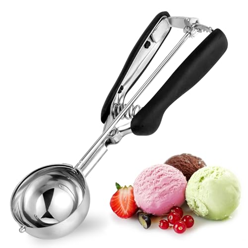 Porzionatore Per Gelato 60mm, Cucchiaio Gelato, TJ POP Paletta Per Gelato In Acciaio Inox Con Grilletto E Manico Confortevole Per Palla Gelato, Cottura, Palla Melone