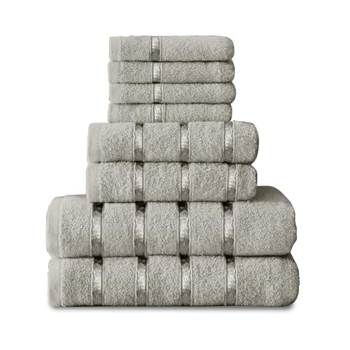 Gaveno Cavailia Cesto 8 Pezzi Boston Set di Asciugamani, 100% Cotone, Silver, 8Pc Bale Set