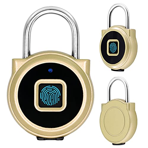 Lucchetto per impronte digitali intelligente, Bluetooth, Ricaricabile USB, Autorizzazione remota, Lucchetto di sicurezza KozyOne Smart Keyless per iOS/Android, Impermeabile IP65 (Argento)