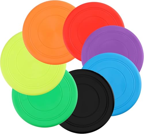 SHSHbuy 7 Pezzi Frisbee per Cani,Frisbee Giocattolo,Giocattolo per Frisbee di Gomma per Cani Giochi Outdoor Dog Formazione Fetch Toy 18CM