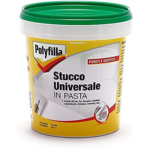 POLYFILLA STUCCO UNIVERSALE per muro Interno ed Esterno, Pronto Uso, per riempire calcestruzzo intonaco cemento, in PASTA, BIANCO 1KG