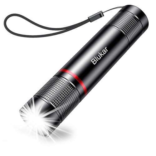 Blukar Torcia LED Ricaricabile, Super Luminoso Torcia Elettrica Torcia Militare - 4 Modalità di Illuminazione,Alta Potente,Zoomabile,Portatile,per Campeggio/Escursionismo/Emergenza