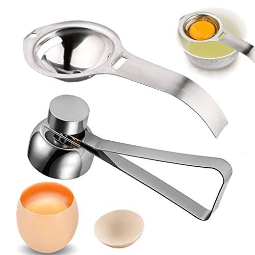 Egg Topper, Separatore Di Albume, Tagliauovo In Acciaio Inossidabile, separatore tuorlo albume,separa tuorlo da albume,egg separator,apri uova,Semplice Utensile Da Cucina Per Uova Sode (Argento)