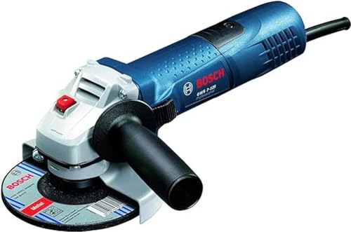 Bosch Professional Smerigliatrice Angolare GWS 7-125, Ø Disco: 125 mm, Impugnatura aggiuntiva, Flangia di Montaggio, Dado di serraggio, Confezione in Cartone, 720 W, 230 V, Blu