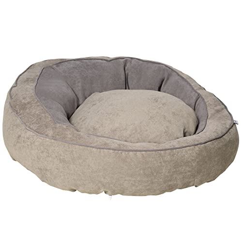 PawHut Cuccia per Gatti e Cani Imbottita con Cuscino e Bordi Rialzati, Lettino per Animali Rivestimento in Tessuto, 85x85x35cm, Grigio