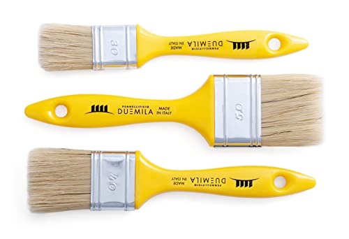 PENNELLIFICIO 2000 | Set di 3 Pennelli, Pennelli Pittura, Manico in Plastica, Kit Pennelli, per Muri, Pareti, Cancelli, Ringhiere, Legno, Dimensioni 30-40-50 mm – Made in Italy