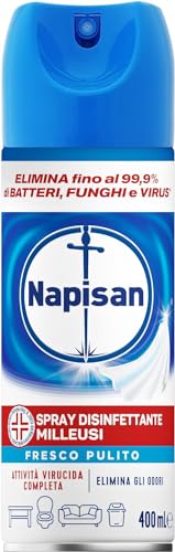 Napisan Spray Disinfettante Milleusi, Disinfettante Spray per Tessuti e Superfici, Fragranza Fresco Pulito, 1 Spray da 400ml