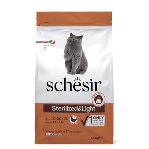 Schesir Sterilizzato e leggero Cibo Secco per Gatti Adulti Crocchette, 1,5 kg