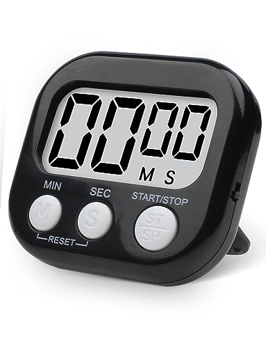 Pitasha Timer da Cucina Digitale, Cronometro Timer Magnetico con Allarme, Forte e Ampio Display LCD per Cucina, Bagno, Aula