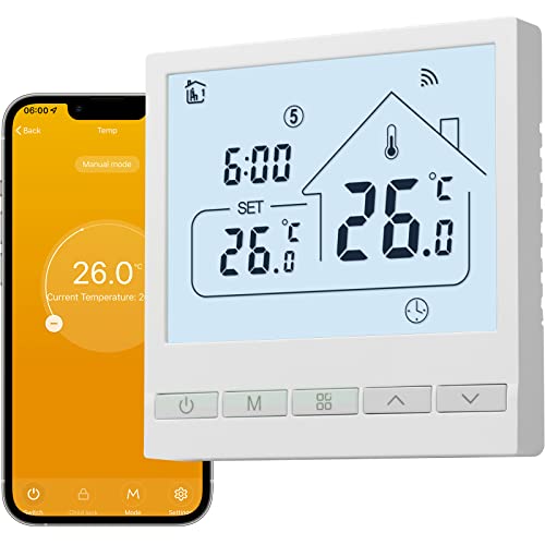 BEOK Termostato wifi per Caldaia con contatto pulito,Termostato Tuya Programmabile settimanale, Cronotermostato digitale Wifi compatibile con Alexa,Termostato Alimentazione a 230V 3A TOL47