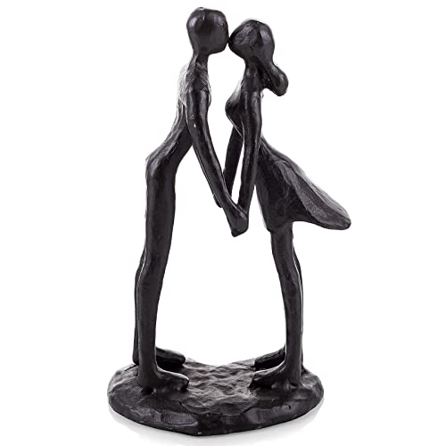 Sziqiqi Statuette Di Coppia Danzante Vintage - Statua Rustica in Ferro Metallo Figure Astratte Design Scultura Decorazione in Nero per Anniversario Matrimonio Regalo per Sposi Donna Uomo Lui Lei