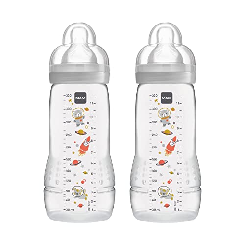 Istruzioni in lingua straniera - MAM Easy Active - Set di 2 Borracce Da 330 Ml, con Tettarella Mam Misura 2, in Silicone Skinsoft, Forma Ergonomica, 4+ Mesi, Motivo: Mondo