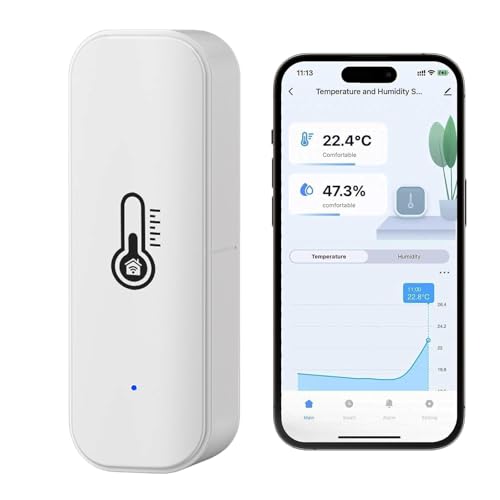 Termometro Igrumetro Smart,Sensore di temperatura e umidità interno con doppia modalità WiFi e Bluetooth,Monitor di temperatura ambiente con app,Archiviazione dati per casa,serra,garage e cantina.1PCS