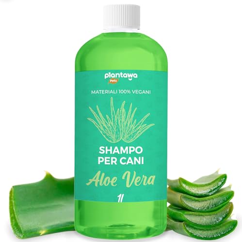 Plantawa Shampoo per Cani all'Aloe Vera 1L | Shampoo per Cani per Pelli Sensibili e Dermatiti | Azione Anti-Irritazione Senza Allergeni, Senza Parabeni, 100% Vegan con Estratti Naturali