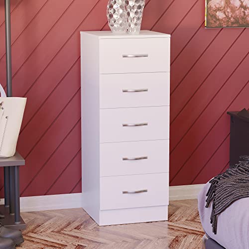 Vida Designs Petto Cassettiera Stretta, Legno ingegnerizzato, Bianco, 36D x 34.5W x 90H centimetres