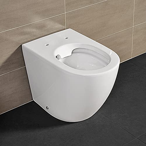 Inbagno WC Filo Muro a Terra con Sistema di Scarico Rimless, Design Slim Moderno in Ceramica Bianca Serie Tokyo