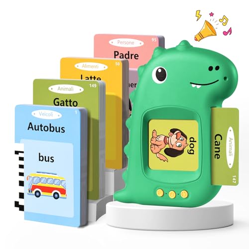 Talking Flash Cards Schede Flash Cards Parlanti Flash Cards Flash Cards Bambini Giocattoli Educativi per Bambini 3+ Anni Autismo Giochi Regali di Compleanno Giochi Montessori(Verde Italiano)