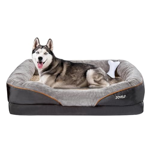 JOYELF Letto per cani ortopedico XXL per animali da compagnia in memory foam con fodera lavabile rimovibile e giocattolo che scricchiola come regalo