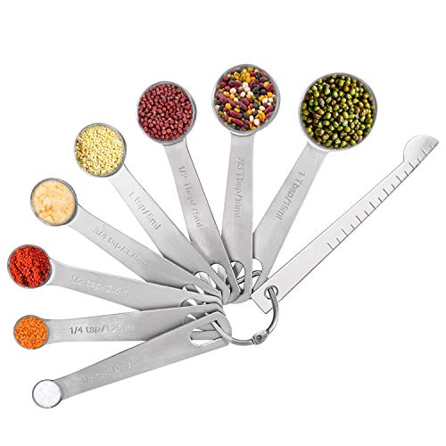 Vicloon Cucchiai Dosatori, Set di 9 Misurini in Acciaio Inox 304 Measuring Spoons Preciso Cucina Misurini Cucchiai Dosatore Set per Misurazione a Secco e Ingredienti Liquidi