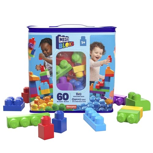 MEGA Bloks - Sacca Eco Blocchi da costruire, set da 60 blocchi colorati per creare torri altissime, castelli fantastici e tanto altro, giocattolo per bambini, 1+ anni, DCH55