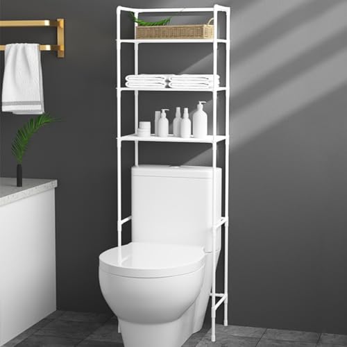 Scaffale Bagno Sopra WC 3 Livelli - Organizer Salvaspazio in Acciaio Inox e PP - Ripiano per Carta Igienica, Detergenti, Asciugamani, Multifunzione - Versatile, Facile da Montare, Adatto ad Ogni Bagno