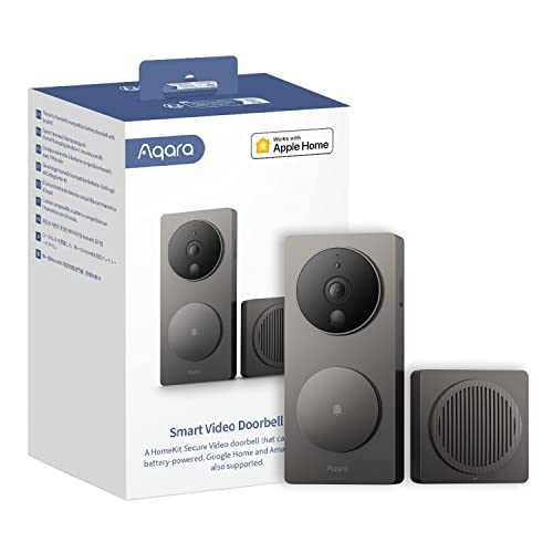 Aqara Video Campanello G4 (Suoneria Inclusa), Videocamera FHD HomeKit Secure Video 1080p, Riconoscimento Facciale Locale e Automazioni, Wireless o Cablato, Supporta Apple Home, Alexa, Google, Grigio