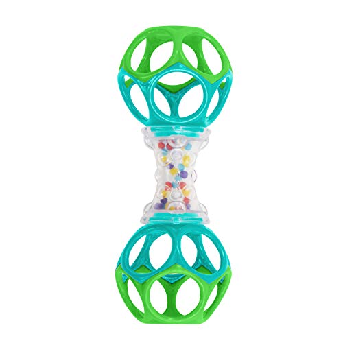 Bright Starts, Oball, Sonaglio Testurizzato con Palline Multicolori, Gioco Motorio per Bambini, da afferrare, senza BPA, a partire dal Neonato (blu/verde)